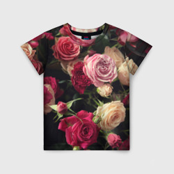 Детская футболка 3D Нежные кустовые розы