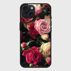 Чехол силиконовый для Apple iPhone 15 матовый Нежные кустовые розы