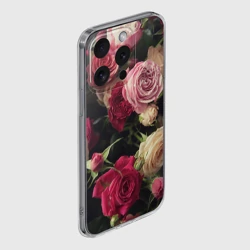 Чехол для iPhone 15 Pro Max силиконовый с защитой камеры Нежные кустовые розы - фото 2