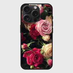 Чехол силиконовый для Apple iPhone 15 Pro матовый Нежные кустовые розы