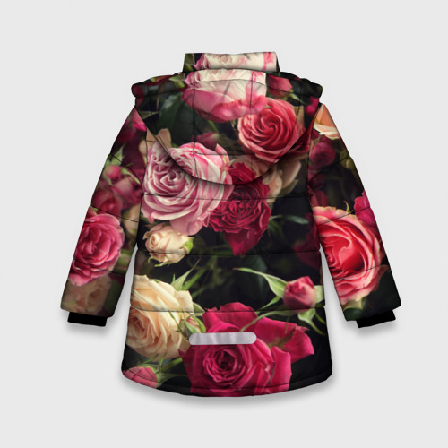 Зимняя куртка для девочек 3D Нежные кустовые розы, цвет красный - фото 2