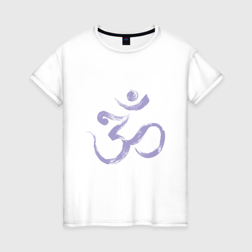Женская футболка из хлопка с принтом Ом мантра, вид спереди №1