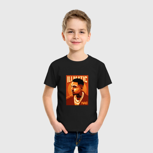 Детская футболка хлопок с принтом Nas Illmatic, фото на моделе #1