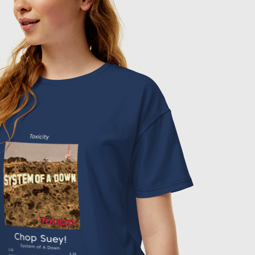 Женская футболка хлопок Oversize с принтом System of a Down Chop Suey!, фото на моделе #1