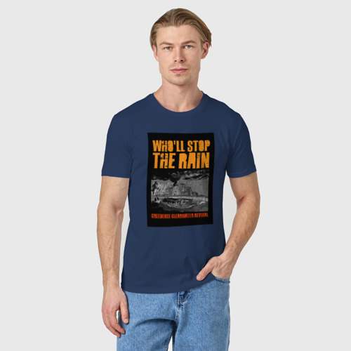 Мужская футболка хлопок Who'll Stop The Rain, цвет темно-синий - фото 3