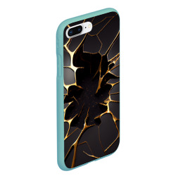 Чехол для iPhone 7Plus/8 Plus матовый Трещины в пропасть: черно-золотой узор - фото 2