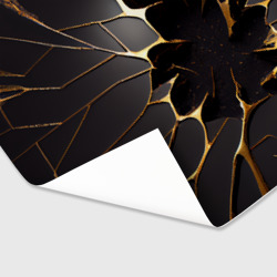 Бумага для упаковки 3D Трещины в пропасть: черно-золотой узор - фото 2