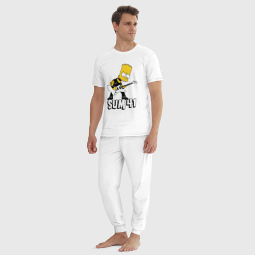 Мужская пижама хлопок Sum41 Барт Симпсон рокер, цвет белый - фото 5