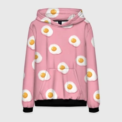Мужская толстовка 3D Яичница на розовом фоне