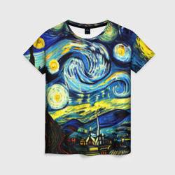 Женская футболка 3D Винсент ван Гог, звездная ночь