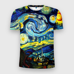 Мужская футболка 3D Slim Винсент ван Гог, звездная ночь