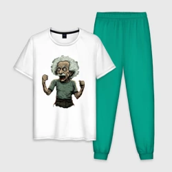 Мужская пижама с белой футболкой хлопок Эйнштейн в гневе