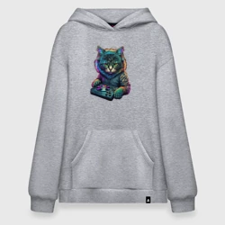 Худи SuperOversize хлопок Кот диджей