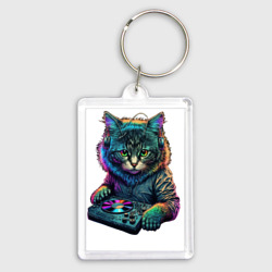 Брелок прямоугольный 35*50 Кот диджей