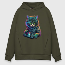 Мужское худи Oversize хлопок Кот диджей