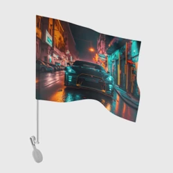 Флаг для автомобиля GTR в ночном городе