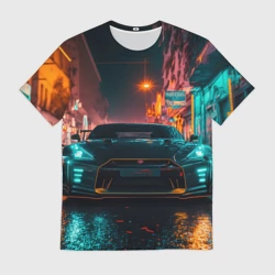 Мужская футболка 3D GTR в ночном городе