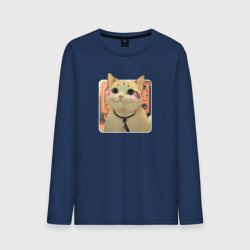 Мужской лонгслив хлопок Cat smiling meme art