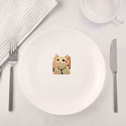 Набор: тарелка + кружка Cat smiling meme art - фото 2