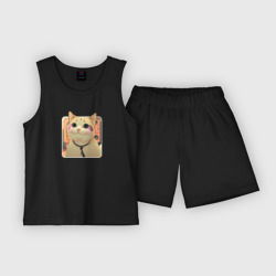 Детская пижама с шортами хлопок Cat smiling meme art