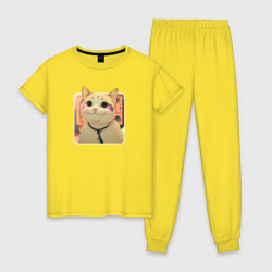 Женская пижама хлопок Cat smiling meme art