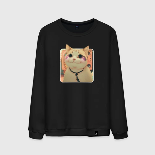 Мужской свитшот хлопок Cat smiling meme art