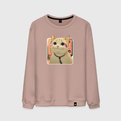 Мужской свитшот хлопок Cat smiling meme art