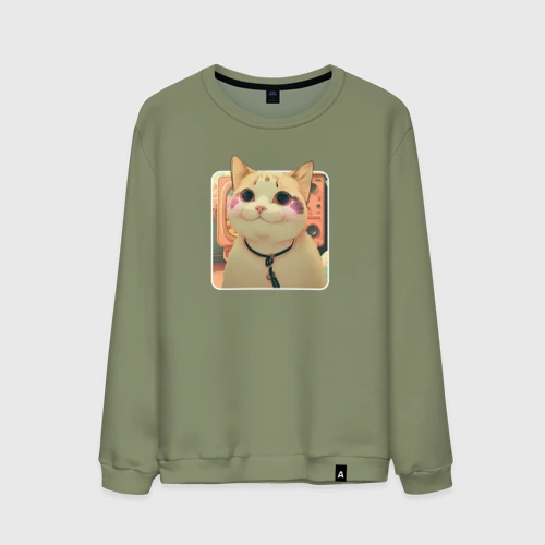 Мужской свитшот хлопок Cat smiling meme art