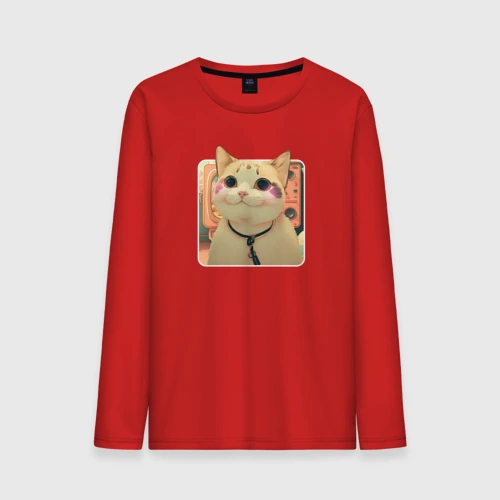Мужской лонгслив хлопок Cat smiling meme art