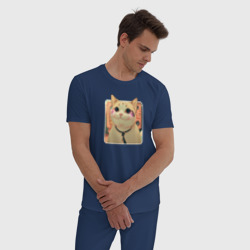 Мужская пижама хлопок Cat smiling meme art - фото 2