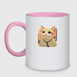 Кружка двухцветная Cat smiling meme art