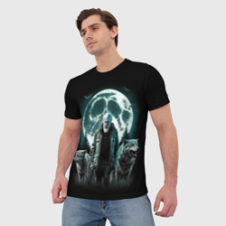 Мужская футболка 3D Старик с волками - фото 2