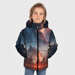 Зимняя куртка для мальчиков 3D Млечный путь над пейзажем - фото 2