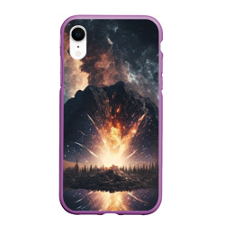 Галактика, светящаяся над пейзажем – Чехол для iPhone XR матовый с принтом купить