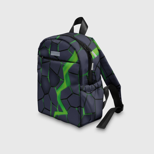 Детский рюкзак 3D с принтом Зелёный неон, вид сбоку #3