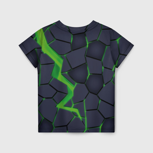 Детская футболка 3D с принтом Зелёный неон, вид сзади #1