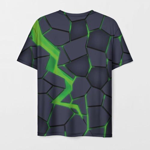 Мужская футболка 3D с принтом Зелёный неон, вид сзади #1
