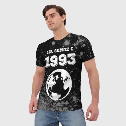 Мужская футболка 3D с принтом На Земле с 1993: краска на темном, фото на моделе #1