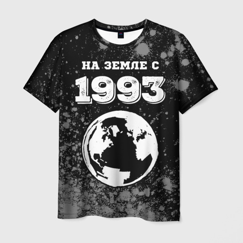 Мужская футболка 3D с принтом На Земле с 1993: краска на темном, вид спереди #2