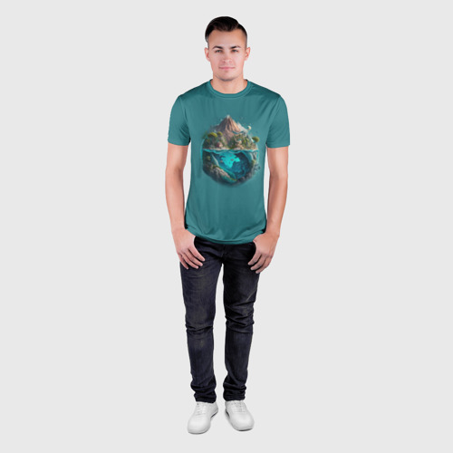 Мужская футболка 3D Slim с принтом Биосфера земли, вид сбоку #3