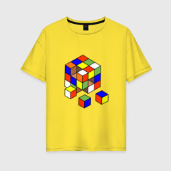 Женская футболка хлопок Oversize Разобранный кубик