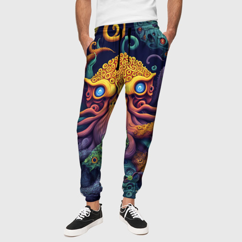 Мужские брюки 3D Гипно осьминог, цвет 3D печать - фото 4