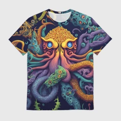 Мужская футболка 3D Гипно осьминог