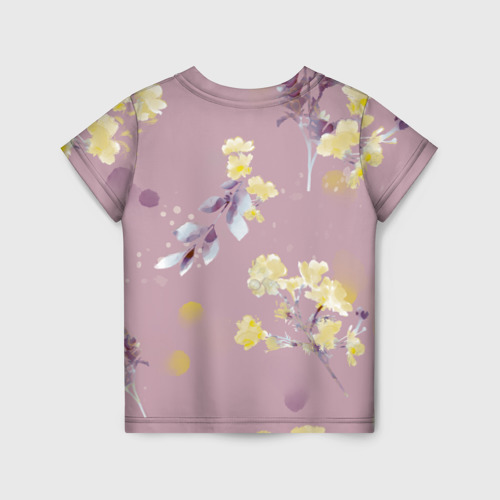 Детская футболка 3D с принтом Паттерн с цветами на пыльном розовом фоне, вид сзади #1