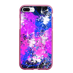Чехол для iPhone 7Plus/8 Plus матовый Разбрызганная фиолетовая краска - темный фон