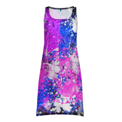 Платье-майка 3D Разбрызганная фиолетовая краска - темный фон