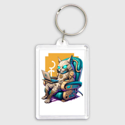 Брелок прямоугольный 35*50 Кот геймер в кресле