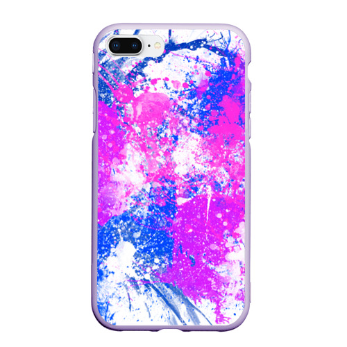 Чехол для iPhone 7Plus/8 Plus матовый с принтом Разбрызганная фиолетовая краска - светлый фон, вид спереди #2