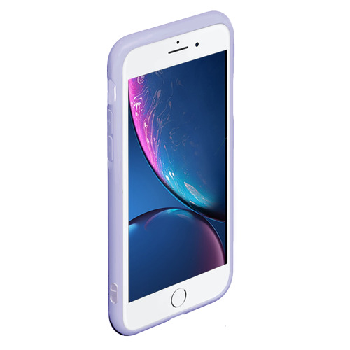 Чехол для iPhone 7Plus/8 Plus матовый с принтом Разбрызганная фиолетовая краска - светлый фон, фото на моделе #1
