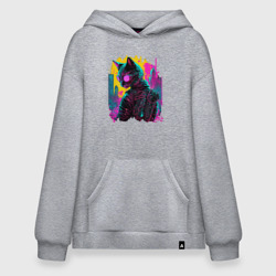 Худи SuperOversize хлопок Киберпанк кот в очках